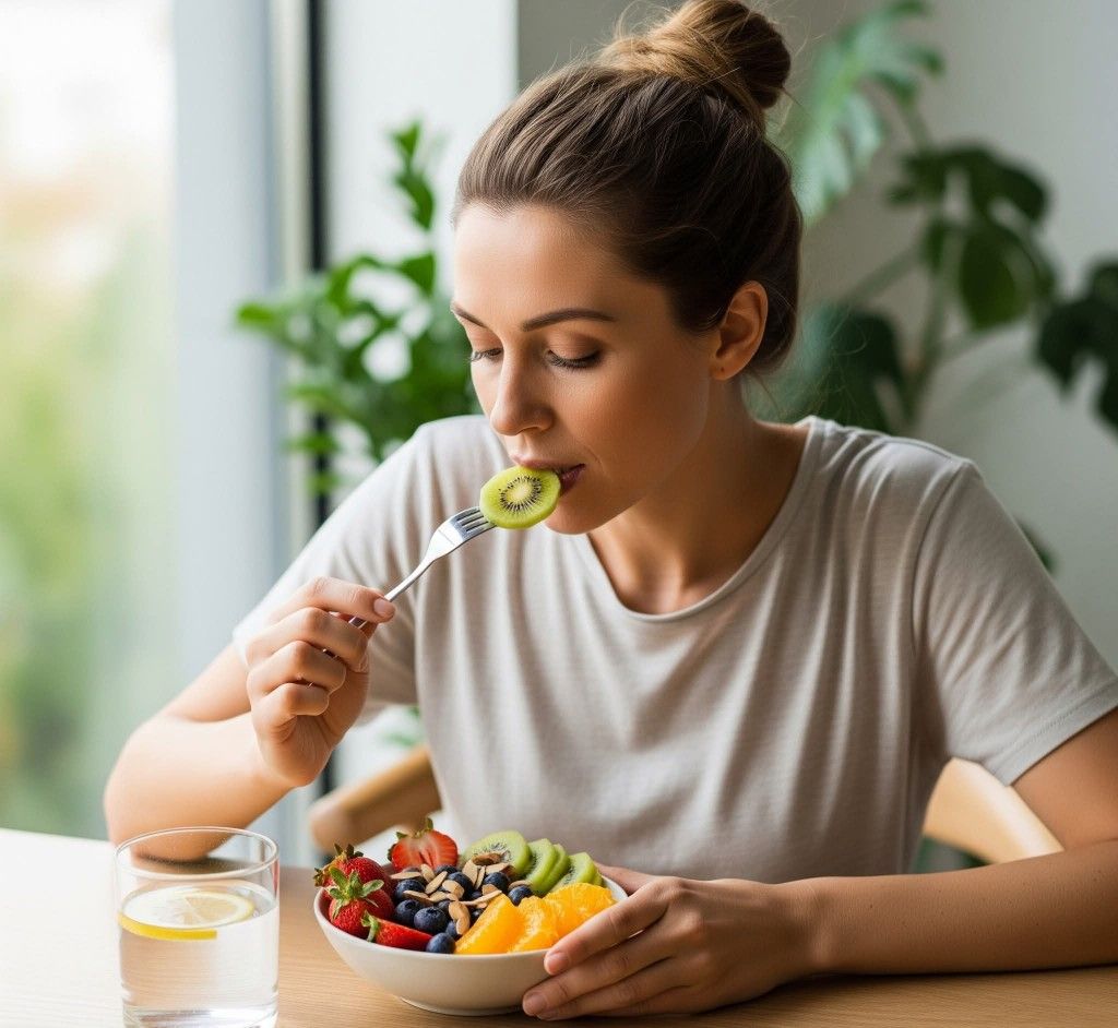 Sequence of three connected points representing a simple food routine